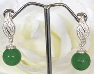 10mm Jade earrings with Sterling Silver Fittings and CZ