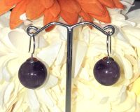 12mm Amethyst  Bead Earrings with 925 Sterling Silver Hook