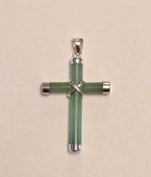 Jade and silver Cross pendant