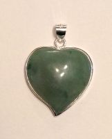 Jade and silver heart pendant