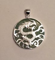 Jade and silver Dragon pendant (2)