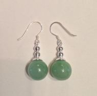 Jade earring with silver feature