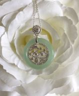 Jade Dragon Pendant CZ with Silver Chain