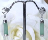 Jade/Silver Good Fortune Earrings