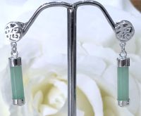 Jade/Silver Good Fortune Earrings