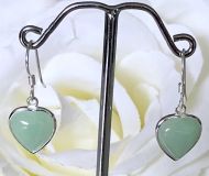 Jade/Silver Heart Earrings