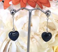 Lapis Heart Shaped Earrings with 925 Sterling Silver Fittings