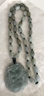 Large Jade Dragon Pendant with Jade Beads