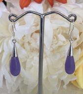 Lavender Jade Teardrop Earrings with Silver Hook