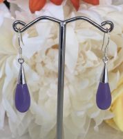 Lavender Jade Teardrop Earrings with Silver Hook