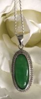 Long Oval Shape Enhanced Imperial Jade Pendant