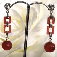 Red Jade (enhanced) earrings with 925 Sterling Silver