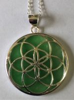 Seed of Life pendant, with jade and silver